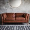 Bartow 2 Seater Sofa In Mellow Brown Leather With Solid Ash Legs