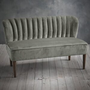 Belle Velvet 2 Seater Sofa With Wooden Legs In Steel Grey
