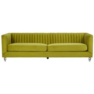 Belel Upholstered Velvet 3 Seater Sofa In Green