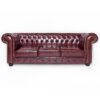 Caskey Bonded Leather 3 Seater Sofa In Oxblood Red