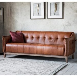 Crevan Vintage Leather 3 Seater Sofa In Mellow Brown