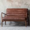 Datsun Faux Leather 2 Seater Sofa In Vintage Brown