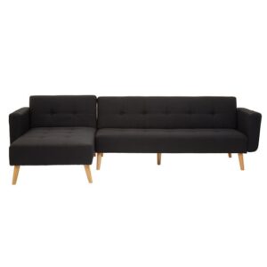 Hansa Large Velvet Corner Sofa In Black