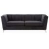 Hefei Velvet 3 Seater Sofa In Black With Chrome Metal Legs