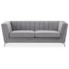 Hefei Velvet 3 Seater Sofa In Grey With Chrome Metal Legs