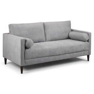 Herbart Plush Velvet 3 Seater Sofa In Grey