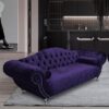 Huron Malta Plush Velour Fabric 3 Seater Sofa In Ameythst