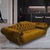 Huron Malta Plush Velour Fabric 3 Seater Sofa In Gold