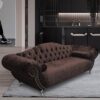 Huron Malta Plush Velour Fabric 3 Seater Sofa In Mushroom
