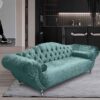 Huron Malta Plush Velour Fabric 3 Seater Sofa In Seaspray
