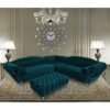 Huron Malta Plush Velour Fabric Corner Sofa In Emerald