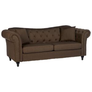 Kelly Upholstered Fabric 3 Seater Sofa In Natural