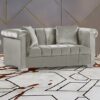 Kenosha Malta Plush Velour Fabric 2 Seater Sofa In Cream