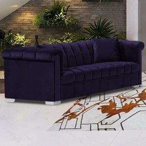 Kenosha Malta Plush Velour Fabric 3 Seater Sofa In Ameythst