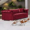 Kenosha Malta Plush Velour Fabric 3 Seater Sofa In Red