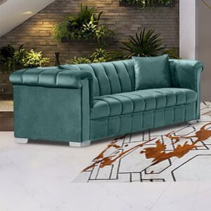Kenosha Malta Plush Velour Fabric 3 Seater Sofa In Seaspray