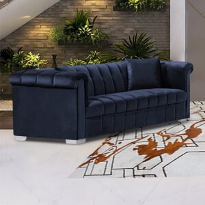 Kenosha Malta Plush Velour Fabric 3 Seater Sofa In Slate