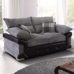 Logion Fabric 2 Seater Sofa In Black And Grey