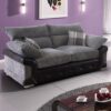 Litzy Fabric 3 Seater Sofa In Black And Grey