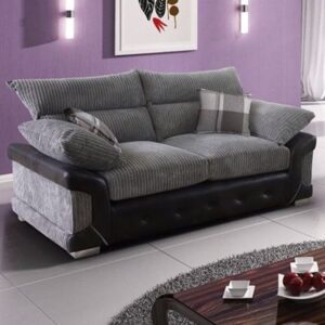 Logion Fabric 3 Seater Sofa In Black And Grey