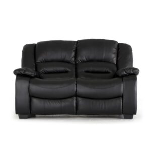 Barletta Upholstered Leather 2 Seater Sofa In Black