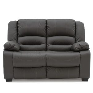 Barletta Upholstered Leather 2 Seater Sofa In Grey