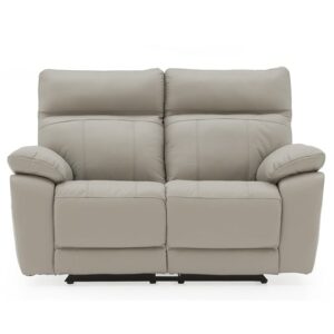 Posit Recliner Leather 2 Seater Sofa In Light Grey