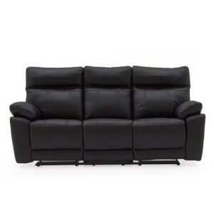 Posit Recliner Leather 3 Seater Sofa In Black