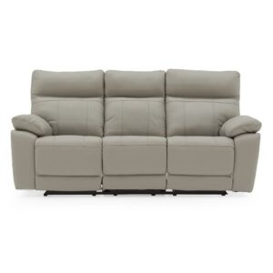 Posit Recliner Leather 3 Seater Sofa In Light Grey