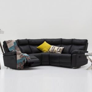 Posit Recliner Leather Corner Sofa In Black