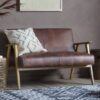 Neystone Faux Leather 2 Seater Sofa In Vintage Brown