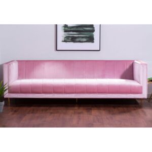 Otyliya Upholstered Velvet 3 Seater Sofa In Pink