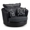 Scalby Fabric Swivel Armchair In Black And Grey