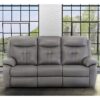 Sotra Faux Leather Electric Recliner 3 Seater Sofa In Grey