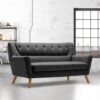 Stanwell 3 Seater Sofa In Grey Fabric With Wooden Legs