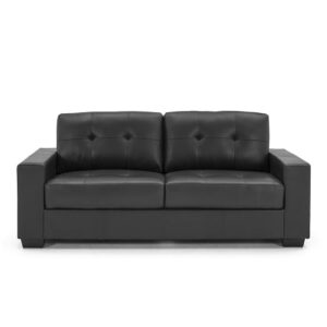 Gemonian Bonded Leather 3 Seater Sofa In Black