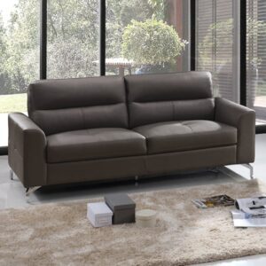 Tenino Leathaire Fabric 3 Seater Sofa In Grey