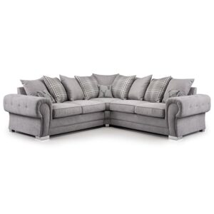 Verna Scatterback Fabric Corner Sofa Large In Grey