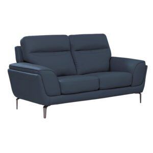 Vitelli Leather 2 Seater Sofa In Indigo Blue