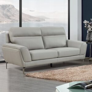 Vitelli Leather 3 Seater Sofa In Light Grey