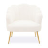 Yurga Seashell Fabric Armchair In Plush White With Gold Legs