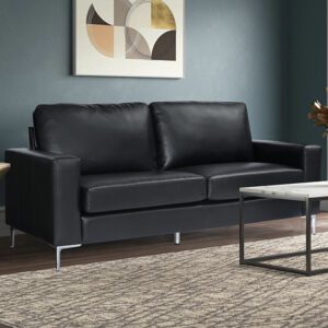 Baltic Faux Leather 3 Seater Sofa In Black