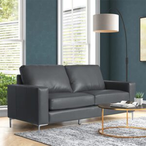 Baltic Faux Leather 3 Seater Sofa In Dark Grey