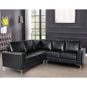 Baltic Faux Leather Corner Sofa In Black