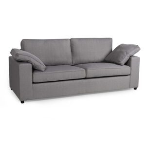 Aarna Fabric 3 Seater Sofa In Silver With Black Wooden Legs
