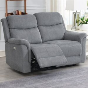Fiona Fabric Electric Recliner 2 Seater Sofa In Grey