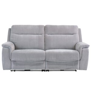 Hailey Fabric Electric Recliner 3 Seater Sofa In Silver Grey