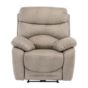 Leo Fabric Electric Recliner Armchair In Natural