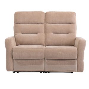 Mila Fabric Electric Recliner 2 Seater Sofa In Mink