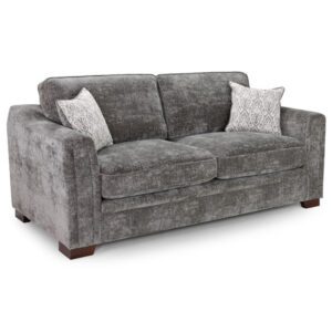 Accra Velvet 3 Seater Sofa With Solid Wood Frame In Grey